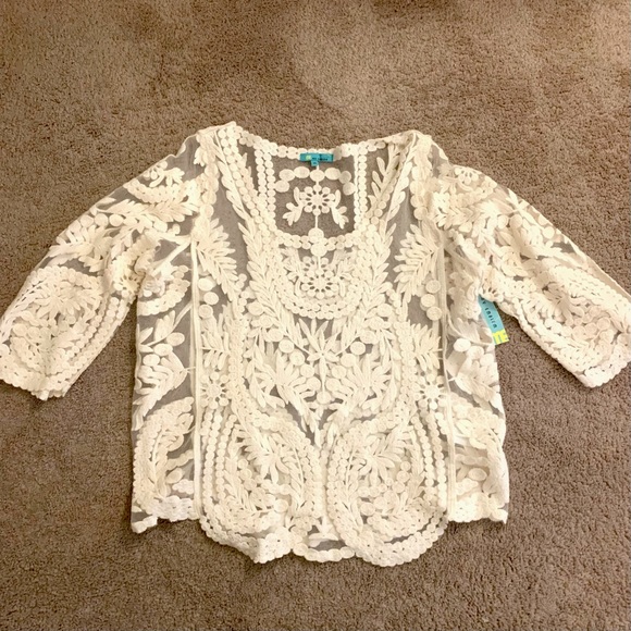 My Emblem Tops - Me My Emblem Crochet Lace Embroidered Blouse